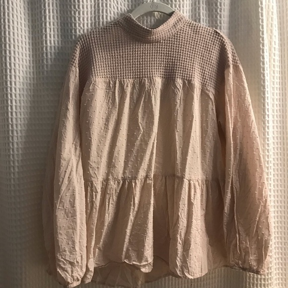 EUC DR2 by Daniel Rainn tan peplum high neck blouse - Picture 7 of 10